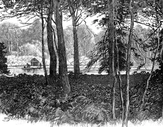 Vista no parque de Claremont, Surrey, 1900