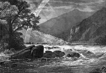 Vista de Balcony Falls, James River, Virgínia, EUA, 1877