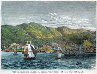 Vista de Charlotte Amalie, St Thomas, Índias Ocidentais, c1880