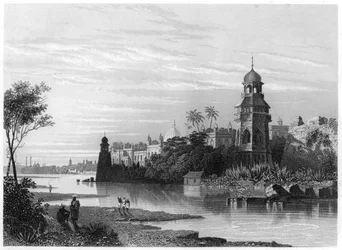 Vista, delhi, rio, mostrando, reis, palácio, c1860