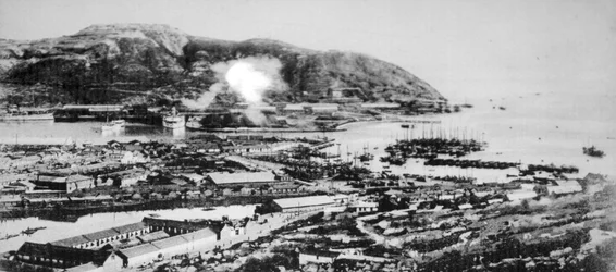 Vista de Port Arthur, Manchúria, 1904.
