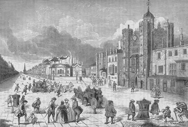 Vista do palácio de St Jamess, Westminster, Londres, na época da rainha Anne, c1710 1878.