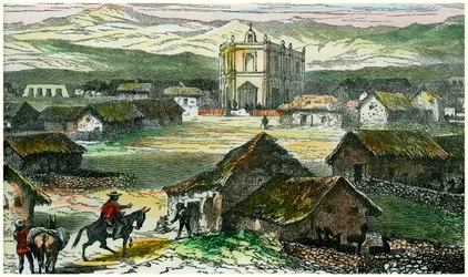 Vista de Tiahuanaco, perto do Lago Titicaca, Bolívia, c1880