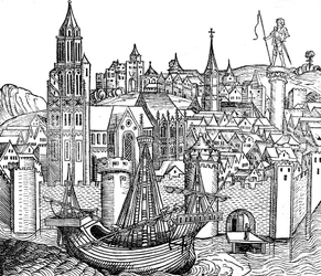 Vista da cidade fortificada, 1493