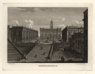 Vista do Monte Capitólio, Campidoglio, Roma, com o Palazzo Senatorio