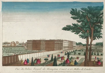 Vista do Palácio Real de Hampton Court, século XVIII.