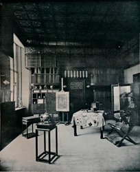 Vista do estúdio, em 25 Cadogan Gardens, c1899