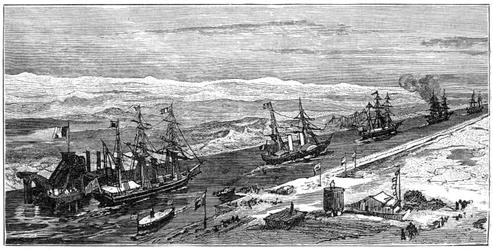 Vista do Canal de Suez, Egito, 1900
