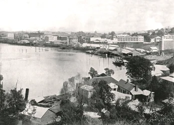 Vista da cidade e do rio, Brisbane, Austrália, 1895.