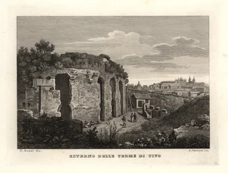 Vista exterior das Termas de Titus, Thermae Titi, Terme di Tito
