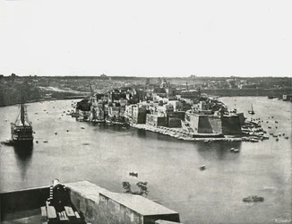 Vista do porto, Valletta, Malta, 1895.
