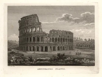 Vista das ruínas do Anfiteatro Flaviano, Anfiteatro Flávio, Roma