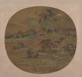 Aldeia e templos em Jiangnan, início do século XV.