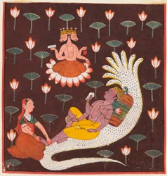 Vishnu em Ananta, a serpente sem fim, c. 1700