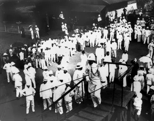 Visitantes de Port Doumen, Saigon, Vietnã, 1900