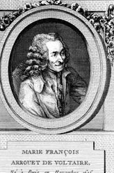 Voltaire, escritor francês do século XVIII, dramaturgo, satirista e homem de letras
