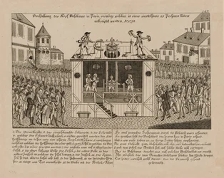 Apresentação da cabeça da máquina em Paris, 1792.