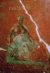 Pintura mural do filósofo grego Sócrates, século II a.C.