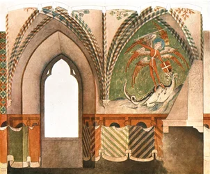 Pintura de parede no castelo Lochstedt, Pillau, Alemanha, 1928.