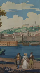 Painel de papel de parede, França, início do século XIX.