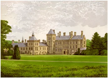 Walton Hall, Warwickshire, casa do Barão Mordaunt, c1880