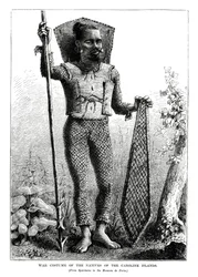 Traje de Guerra dos Nativos das Ilhas Carolinas, Oceano Pacífico central, 1877