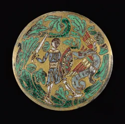 Guerreiro lutando contra um dragão, c. 1170-1180.