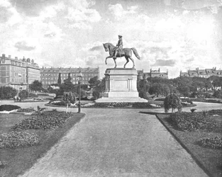 Estátua de Washington, Jardim Público, Boston, EUA, c1900.