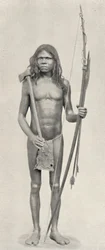 Wedda com arco, flechas e machadinha, 1926