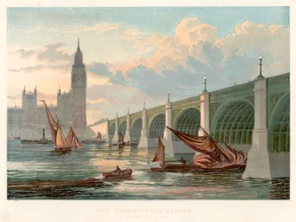 Westminster Bridge, Londres, olhando da margem sul do Tamisa, 1858