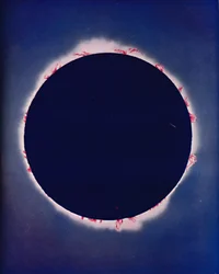 O que é visto durante os poucos momentos de um eclipse total, c1935