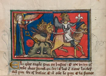 Quando o quinto anjo tocou sua trombeta... Miniatura de: Apocalypse de saint Jean, ca 1320.