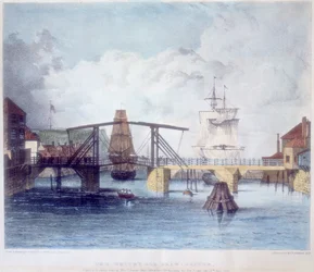 Porto de Whitby, Yorkshire, na foz do rio Esk, c1833
