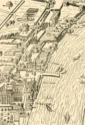 Whitehall e Westminster. Do mapa de Aggas, 1881.