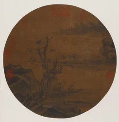 Gansos selvagens descendo para um banco de areia, possivelmente dinastia Ming, 1368-1644.
