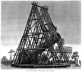 William Herschels refletindo o telescópio com distância focal de 40 pés, Slough, Inglaterra, 1809