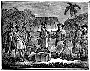 William Penn com os nativos americanos, colonizador inglês Quaker, 1830