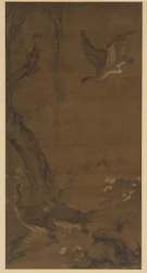 Salgueiro, Gansos e Martim-pescador, dinastia Ming, século XVI.