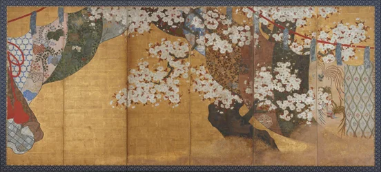 Pára-brisas e cerejeira, período Edo, 1615-1868.