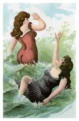 Mulheres tomando banho, início do século XX