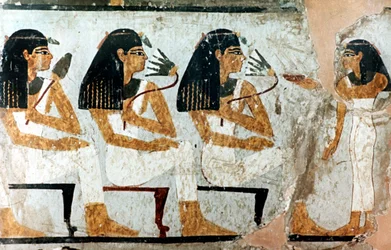 Mulheres com flores e lótus, 18a dinastia