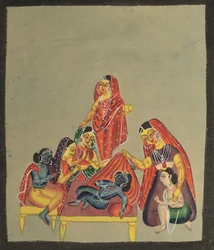Adoração do Infante Krishna, de 1800.