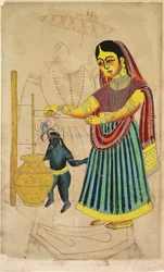 Manteiga de agitação de Yasoda, 1800s.