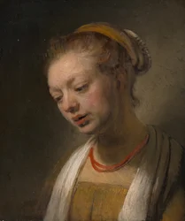 Jovem mulher com um colar vermelho, ca. 1645