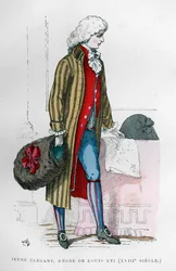 Jovem dândi em traje do reinado de Luís XVI, século XVIII 1882-1884