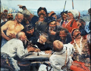 Cossacos zaporogues escrevem uma carta ao sultão turco. Pintura de Ilia Repin
