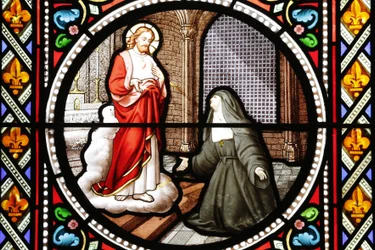 Santa Margarida Maria (Marguerite Marie) Alacoque (1647-1690) mística da Ordem de Visitação Janela de vidro manchado Paray le monial Saone et Loire