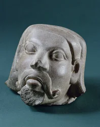 Cabeça de arenito polido de um estrangeiro, Sarnath, século III aC