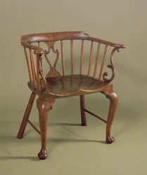 Cadeira de Windsor Burr yew e elmwood, c.1760