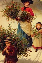 Carregando para casa o azevinho do Natal, vitoriano, (ilustração do livro)